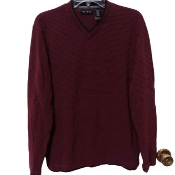 Men's Axcess Burgundy Ribbed Light Sweater-L - Picture 1 of 2